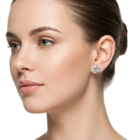Boucles d'oreilles clous tendance minimalistes et élégantes en argent sterling 925 plaqué or, entrelacées, pour femme, avec double boucle et zircon cubique