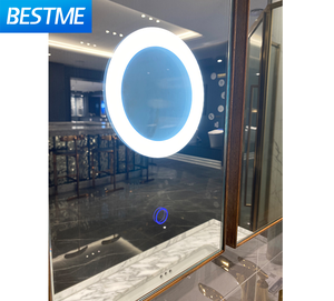 Tocador de madera de gran tamaño para baño, encimera simple y elegante de mármol, cerámica <span class=keywords><strong>doble</strong></span>, cuenco, luces LED - Product Image 3