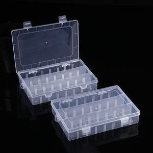 Caja de almacenamiento de plástico transparente con 24 compartimentos y doble cierre para piezas de ferretería y herramientas de dibujo. - Product Image 1
