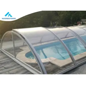 안전 겨울 수영풀 돔 유리제 자동적인 울안 수영풀 태양 덮개를 위한 투명한 폴리탄산염 이동할 수 있는 덮개