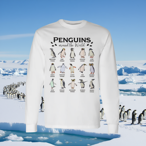 T-shirt à manches longues « Pingouins du monde entier », design éducatif pour les amateurs de pingouins - Product Image 3