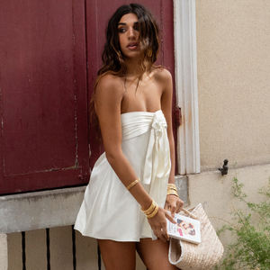 Vestido Tubo de Satén para Mujer con Lazo Grande, Cintura Plisada, Elegante Vestido Corto de Fiesta, Nueva Llegada Verano 2026 - Product Image 5