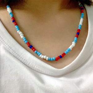 Collier de perles colorées, design géométrique rond, bijoux de mode d'origine Yiwu pour femmes - Product Image 1