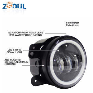 Fari <span class=keywords><strong>Fendinebbia</strong></span> Halo <span class=keywords><strong>Angel</strong></span> Eye da 4 Pollici 30W per Jeep Wrangler JK con DRL Bianco, Controllo App, Cambio Colore RGB - Product Image 4