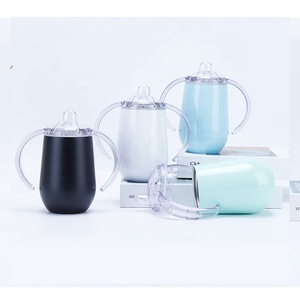 10oz doppia parete a forma di uovo 304 acciaio inossidabile bambino paglia Sippy Cup con manico Baby Sippy Tumbler Cup - Product Image 2