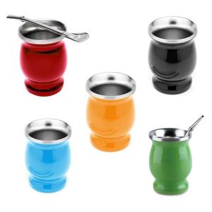 <span class=keywords><strong>Southamerica</strong></span> Brésilien Naturel 8Oz Double Paroi Isolé En Acier Inoxydable Gourde Yerba Mate Tasse À Thé Tasse Tumbler Ensemble - Product Image 1