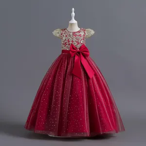 LS5507 Latest Design Full Dress Long Frock Princess Flower Girl High Quality Elegant Wedding Dress