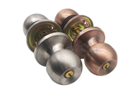 Poignée de porte en acier inoxydable moderne avec serrure à clé en forme de boule tubulaire, boutons de porte en bois, serrure de porte