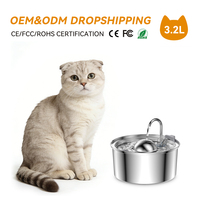 Fontaine à eau automatique pour chat et chien personnalisée, 3,2 L, en acier inoxydable, distributeur d'eau pour animaux de compagnie, silencieux, alimenté par USB, fontaine à eau pour chat