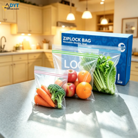 OEM/ODM diepvriesvoedsel opbergzakken, transparante sandwich grip seal plastic ziplock zakken met gekleurde bovenkant