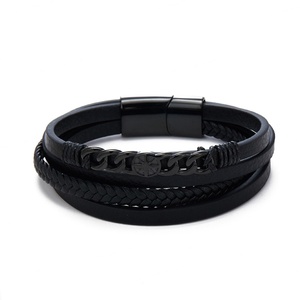 Chunky Vintage Durable Exquisite Workmanship Waterproof Four Layers of Leather Chucky Fashion <b>Bangle</b> Bracelet Jewelry <b>for</b> <b>Men</b> - Product Image 2