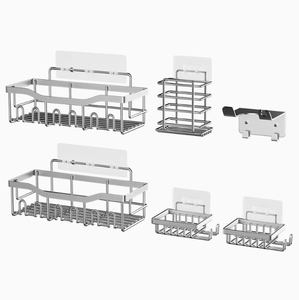 Juego de 5 uds de acero inoxidable a prueba de óxido, estante de almacenamiento para baño, carrito de ducha de malla único portátil - Product Image 3