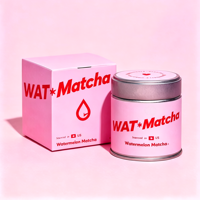 Boîte à thé matcha hermétique rose avec couvercle coulissant 30g 50g, personnalisable avec étiquette pour poudre, vente en gros