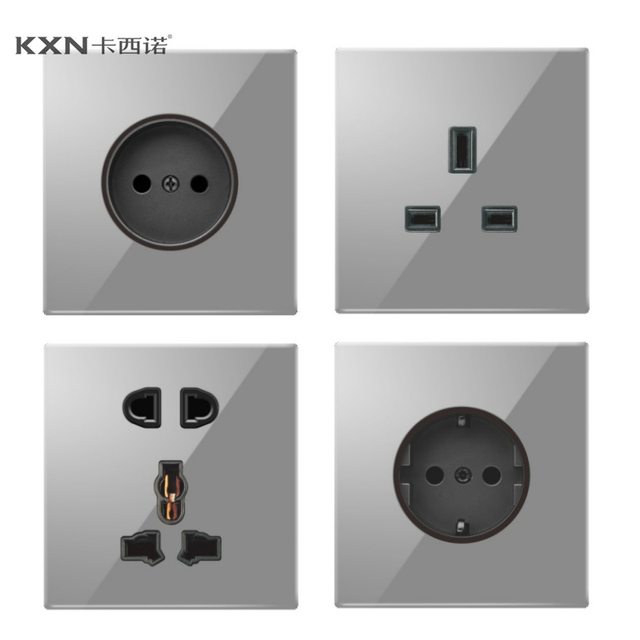 Luxury High Quality KXN EU&UK&Universal Multi Functional Electrical Wall Switch With Socket Power Wall Socket