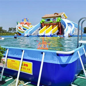 Tobogán de tiburón grande, Parque Acuático inflable comercial, marco de metal, piscina extraíble de acero, nuevo - Product Image 5