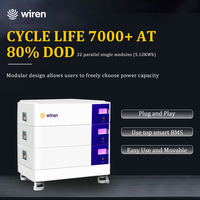 Batterie rechargeable LiFePO4 empilable Wiren ME-5K 51,2V 100Ah 5,12KWh, système de stockage d'énergie solaire hybride domestique, IP54