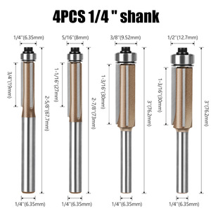 Vástago de 6mm y <span class=keywords><strong>1</strong></span>/4 pulgadas, cuchillas de carburo 3T, brocas para enrutador de ajuste al Ras para carpintería, fresa de madera con rodamiento, herramientas de carpintería - Product Image 6
