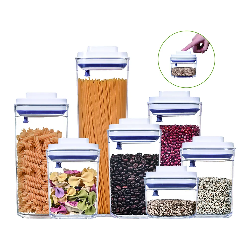 مخزن المطبخ منظمة شفافة محكم الغذاء صندوق تخزين و صناديق نضارة الحفاظ البلاستيك جرة الحاويات وعاء