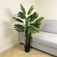 Grand arbre artificiel Monstera, décoration d'intérieur, herbe artificielle réaliste en plastique, topiaire pour espaces extérieurs, pots artificiels, plante décorative