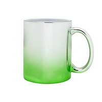 Tasse à café en céramique dégradé cyan argenté métallisé, porcelaine brillante électroplaquée, vaisselle, entreprise d'exportation mondiale
