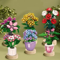 92360-92365 Mainan Konstruksi Partikel Kecil Mawar Lily Hydrangea Rhododendron Dekorasi Bunga Hadiah untuk Anak Perempuan