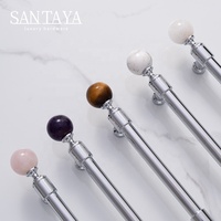 Poignées de tiroir et de placard Santaya en laiton chromé argenté, style luxe léger, avec boule de cristal pour armoire de cuisine et meuble à chaussures