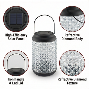 Lámpara <span class=keywords><strong>Solar</strong></span> <span class=keywords><strong>LED</strong></span> de Plástico Vintage, IP44 Impermeable, Luz Blanca Cálida, Lámpara de Jardín con Gancho - Product Image 5