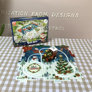 Niños Navidad tema batería operar eléctrico DIY bloque de construcción tren ranura plástico vagón juguete rompecabezas pista <span class=keywords><strong>vagones</strong></span> - Product Image 2
