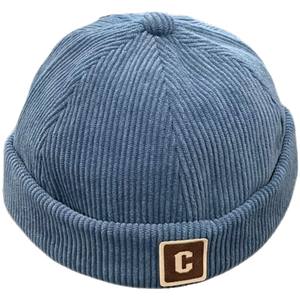 Gorro de Pana Vintage para Bebé<span class=keywords><strong>s</strong></span> de 1 a 3 Años, sin Visera, Color <span class=keywords><strong>S</strong></span>ólido, con Letra C, Gorra Docker para Niños Pequeños - Product Image 6