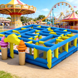 Labirinto Gonfiabile Commerciale per Interni ed Esterni, Ecologico, a Tema Gelateria, Casa Stregata, per Feste, Casa Rimbalzante, Moonwalk - Product Image 1