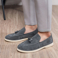 Chaussures en cuir PU classiques pour hommes en gros, logo personnalisé, chaussures de conduite noires, mocassins souples pour hommes