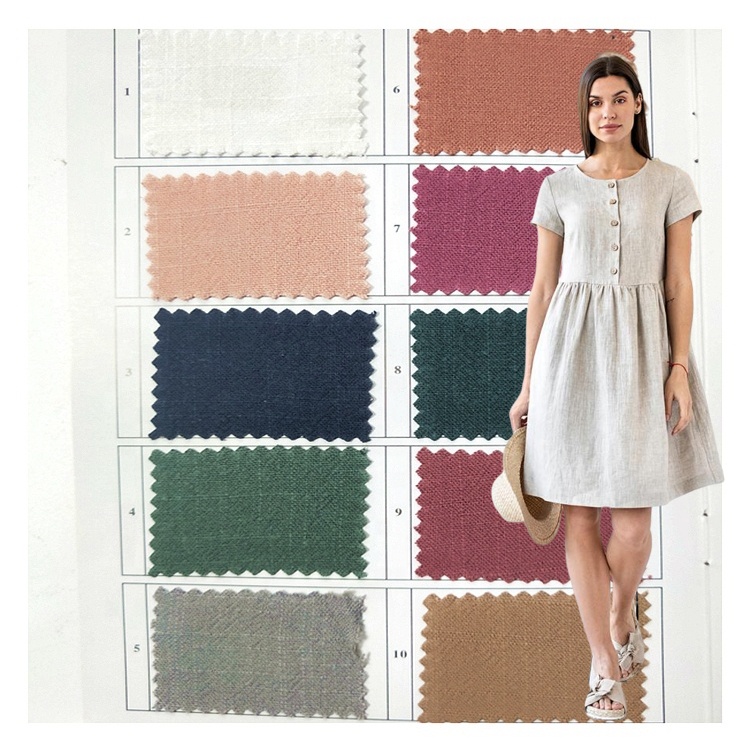 В наличии, оптовая продажа, дышащая смешанная ткань, 12s, гладкая окрашенная Органическая вискоза, льняная ткань