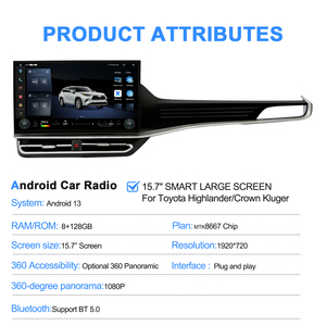 Navihua for Toyota Crown Kluger/Highlander 2022-2025 Car Upgrade 15.6'' Android <b>System</b> Car Radio Multimedia Carplay DVD Player - Product Image 5