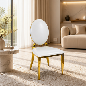 Chaises de salle à manger modernes en acier inoxydable, chaises à dossier pour banquets, hôtels, mariages et événements (à louer) - Product Image 5