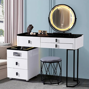 Commode en bois blanc au design moderne avec lumière LED prix de gros vanité pour filles <span class=keywords><strong>maquillage</strong></span> à vendre coiffeuse de luxe pour chambre à coucher - Product Image 4