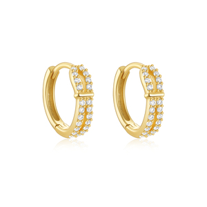 Nuevos Aros de Plata S925 con Circonitas Blancas y Letras Doradas para Uso Diario, para Mujer - Product Image 6