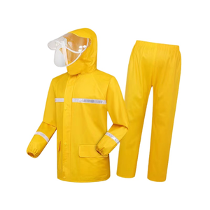 Traje Impermeable Amarillo para Lluvia, Chaqueta y Pantalones con Capucha Reflectantes de 2 Piezas, Ropa de Trabajo Resistente - Product Image 1