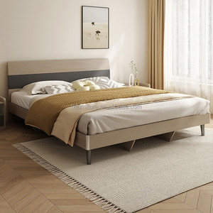 Economical Commercial 3 Star Hotel <b>Bed</b> Minimalist Solid Wood <b>Bed</b> <b>Frame</b> with Low-Profile <b>Platform</b> Base & Headboard - Product Image 2