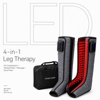 Masseur de jambes à compression d'air à charge rapide Type C, 6 chambres, chaleur, bottes de récupération sans fil