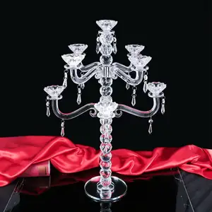 Honor of crystal Pujiang hbl porte-pilier en cristal grand cylindre porte-bougie en verre chandelier pilier en cristal vente en gros