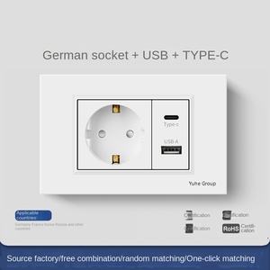 1 Gang 1/2 Way + EU German Standard Wall Switch <b>Socket</b> <b>USB</b> Type-C Universal White Fluorescent High Power <b>Socket</b> PC Panel - Product Image 6