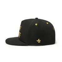 Gorra de Béisbol Bordada en Negro y Amarillo, 6 Paneles, Cierre a Presión, Visera Plana, Estilo Dad Hat para Hombre y Mujer