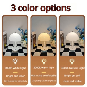 Lampe de table champignon nordique sans fil rechargeable avec interrupteur tactile, base antidérapante en ABS, pour chambre et bureau - Product Image 2