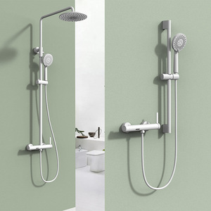 All Copper Three Function Shower Set With Dual Temperature Control Wall <b>Mounted</b> For Bathroom Home Hotel - Product Image 2