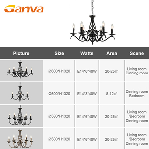 Lámpara de Techo Clásica de Hierro Estilo Candelabro con 3/6 Bombillas Vintage, OEM/ODM, para Sala de Estar o Pasillo - Product Image 2