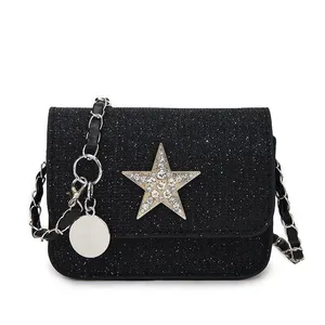 Star Design Women's Small Square Shoulder Bag Y2k Portable Ladies Chain Crossbody Bags Simple Female Handbags Clutch <b>Purse</b> - Product Image 6