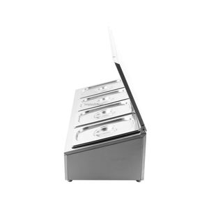 Fournitures de cuisine de restaurant Porte-condiments commercial en acier inoxydable 4x1/4GN Grille de casserole avec couvercle - Product Image 3