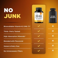 Complément Alimentaire Quotidien en Capsules de Vitamine D3 K2 Complex et Quercétine, Marque Blanche, 120 Capsules