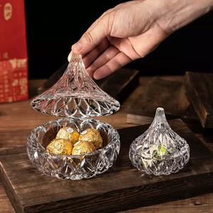 Pot de fermentation de stockage en forme de goutte d'eau diamant moderne de luxe vente en gros verre cristal nourriture maison cuisine verre <span class=keywords><strong>sucrier</strong></span> YAFU - Product Image 4