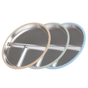 Assiettes à ventouse personnalisées <span class=keywords><strong>en</strong></span> acier inoxydable pour bébé, assiettes divisées de 9 pouces pour tout-petits avec manchons <span class=keywords><strong>en</strong></span> <span class=keywords><strong>silicone</strong></span> amovibles pour enfants - Product Image 5